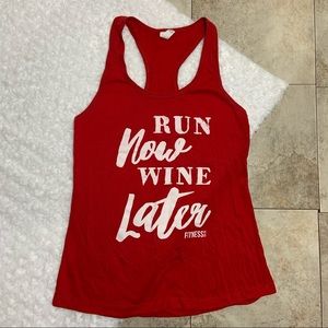 Fitness Tee Co “Run Now Wine Later” Racerback Tank